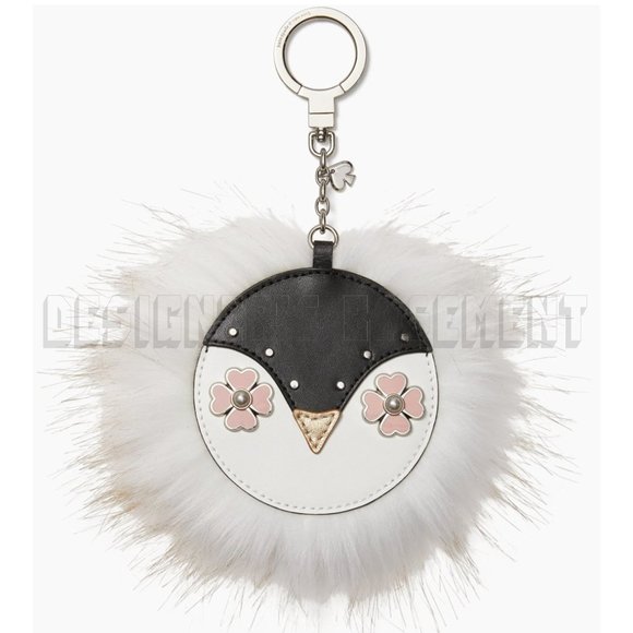 KATE SPADE furry PENGUIN Bag CHARM Key Fob Ring - Picture 2 of 4